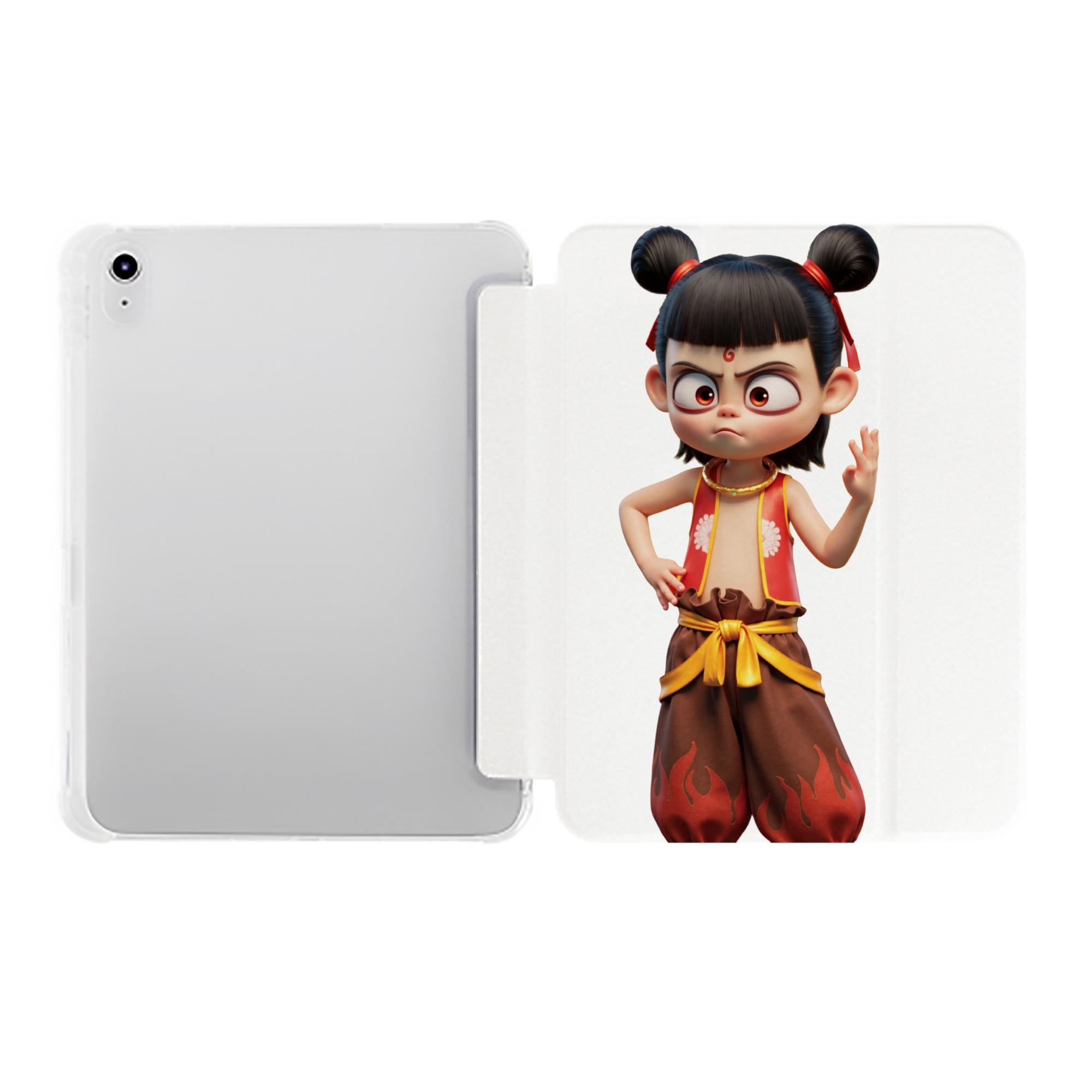 （画像用） Ne Zha 2 ナタ 魔童の大暴れ IPad ケース ペン収納付き 三つ折りスタンド PUレザー×シリコン 対応機種9.5/10.5/10.9インチ